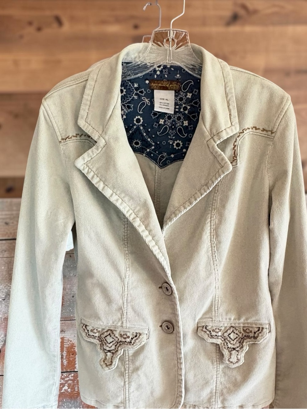 Department of Peace Tan Western Corduroy Jacket, Women's Size XL